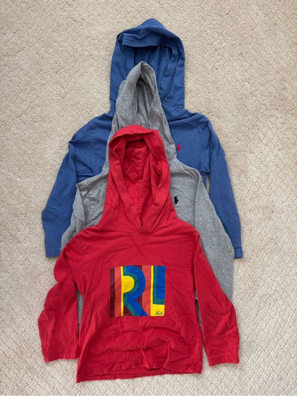 Polo by Ralph Lauren Kids Red Hooded Long Sleeve with Color Block RL Graphic
